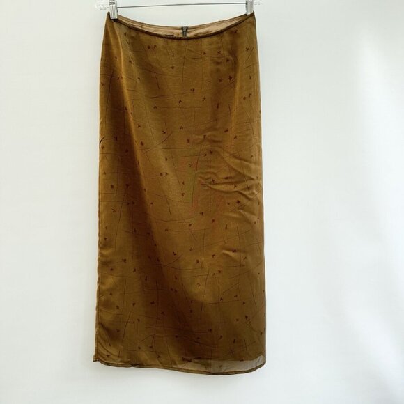 Tristan & Iseut Dresses & Skirts - Vintage Tristan & Iseut Sheer Chiffon Floral Camel Color Maxi Skirt Sz 12 Lined